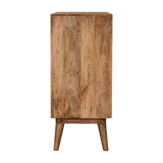 Kenzo Display Cabinet Screen-Printed Sashiko Geometric Natural Oak Twin-Door