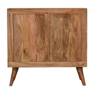 Kenzo Display Cabinet Screen-Printed Sashiko Geometric Natural Oak Twin-Door
