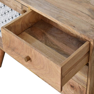 Hana Sideboard Cabinet Screen-Printed Sashiko Door Three-Drawer Natural Oak