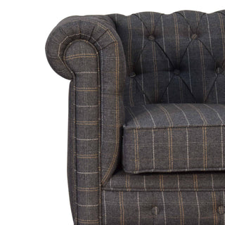 Winston Armchair Pewter Tweed Chesterfield Buttoned Turned Leg