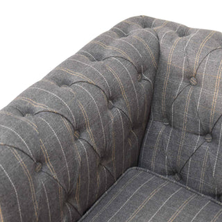 Winston Armchair Pewter Tweed Chesterfield Buttoned Turned Leg