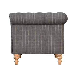 Winston Armchair Pewter Tweed Chesterfield Buttoned Turned Leg