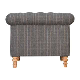 Winston Armchair Pewter Tweed Chesterfield Buttoned Turned Leg