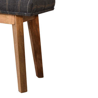 Greyson Hallway Bench Pewter Tweed Button Tufted Single Drawer Brass Knob Oak Legs