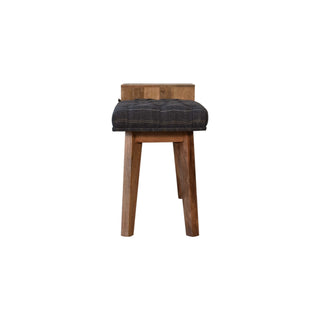 Greyson Hallway Bench Pewter Tweed Button Tufted Single Drawer Brass Knob Oak Legs