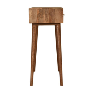 Mira Slim Console Table with Drawers Diamond Screen Print Nordic Legs Oak Mango Wood