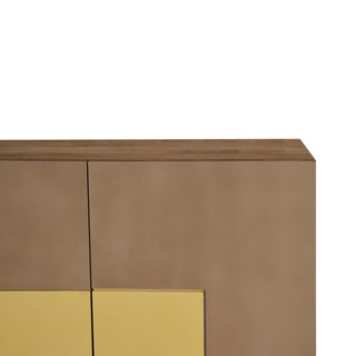 Saffron Sideboard Cabinet Three-Tone Mustard L-Pattern Hand-Painted With Drawers