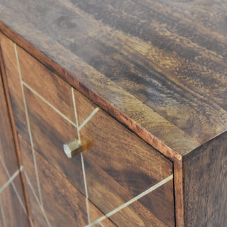 Gilded Sideboard Cabinet with Gold Diamond Inlay Doors and Brass Tapered Legs
