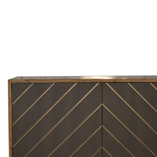 Zenith Drinks Cabinet Cement Grey Brass Diamond Inlay Bar Interior Metal Legs
