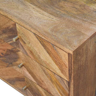 Chevron Small Sideboard with Herringbone Parquet Door and Nordic Tapered Legs