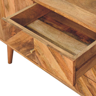 Chevron Small Sideboard with Herringbone Parquet Door and Nordic Tapered Legs