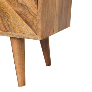 Chevron Small Sideboard with Herringbone Parquet Door and Nordic Tapered Legs