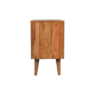 Chevron Small Sideboard with Herringbone Parquet Door and Nordic Tapered Legs
