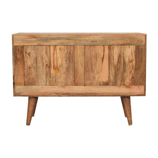 Chevron Small Sideboard with Herringbone Parquet Door and Nordic Tapered Legs