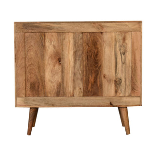 Chevron Sideboard Cabinet Parquet Chevron Inlay Twin-Door Natural Reclaimed Mango