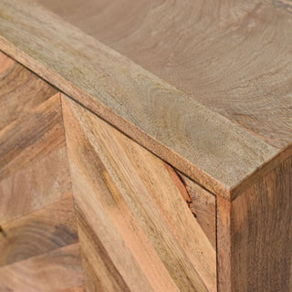 Chevron Sideboard Cabinet Parquet Chevron Inlay Twin-Door Natural Reclaimed Mango