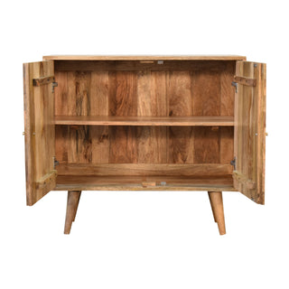 Chevron Sideboard Cabinet Parquet Chevron Inlay Twin-Door Natural Reclaimed Mango