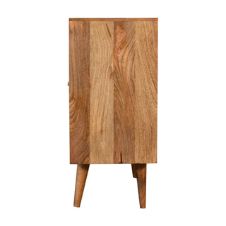 Chevron Sideboard Cabinet Parquet Chevron Inlay Twin-Door Natural Reclaimed Mango