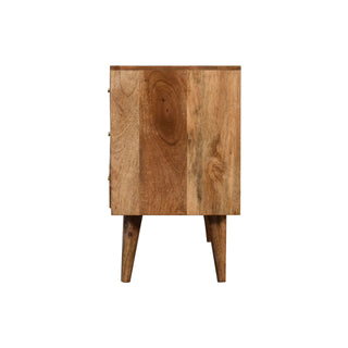 Marquetry Small Sideboard with Chevron Parquet Drawer Fronts and Nordic Tapered Legs