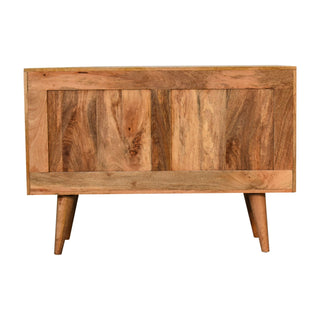 Marquetry Small Sideboard with Chevron Parquet Drawer Fronts and Nordic Tapered Legs