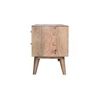 Honeycomb Media Unit Oak Mango Wood White Hand-Painted Brass Hexagonal Inlay Drawers Nordic Legs