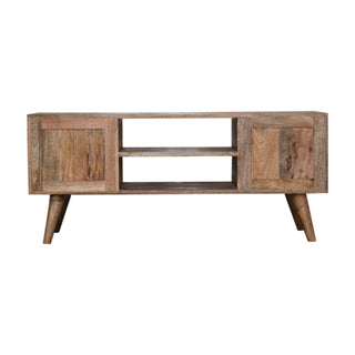 Honeycomb Media Unit Oak Mango Wood White Hand-Painted Brass Hexagonal Inlay Drawers Nordic Legs