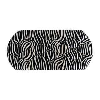 Sable Upholstered Bench Zebra Print Velvet Deep Button Tufted Oval Seat