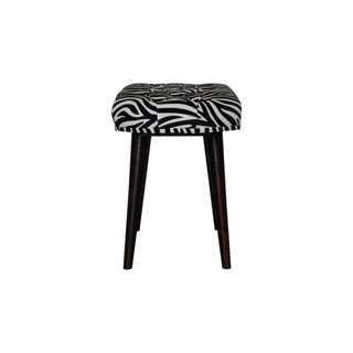 Sable Upholstered Bench Zebra Print Velvet Deep Button Tufted Oval Seat