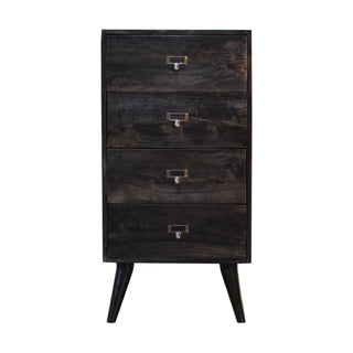 Raven Filing Cabinet Four-Drawer Ash Black Label-Pull Home Office Scandi Legs