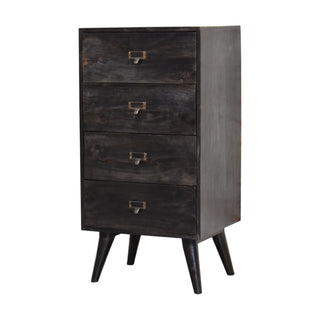 Raven Filing Cabinet Four-Drawer Ash Black Label-Pull Home Office Scandi Legs