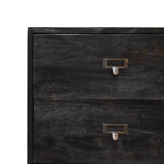 Raven Filing Cabinet Four-Drawer Ash Black Label-Pull Home Office Scandi Legs