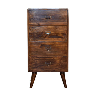 Ledger Filing Cabinet Four-Drawer Dark Chestnut Label-Pull Home Office