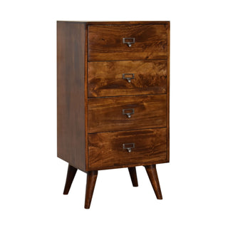 Ledger Filing Cabinet Four-Drawer Dark Chestnut Label-Pull Home Office
