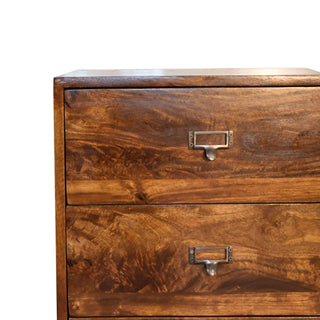 Ledger Filing Cabinet Four-Drawer Dark Chestnut Label-Pull Home Office