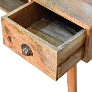 Caden Writing Desk Mango Wood Shell Handle Drawer With Cable Management