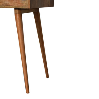 Caden Writing Desk Mango Wood Shell Handle Drawer With Cable Management