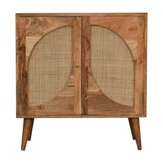 Arcadia Sideboard Cabinet Arched Rattan Cane Twin-Door Natural Rustic Oak