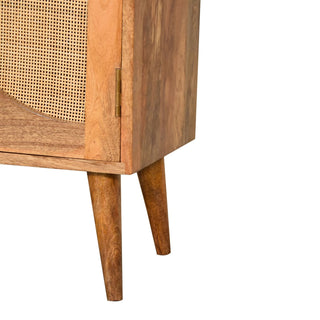Arcadia Sideboard Cabinet Arched Rattan Cane Twin-Door Natural Rustic Oak