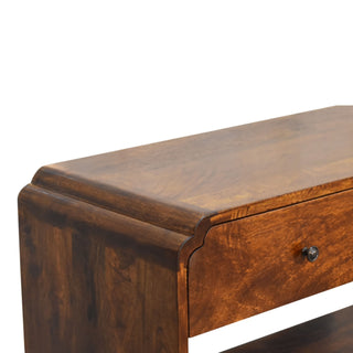 Arlo Console Table with Drawers Chestnut Mango Wood Open Shelf