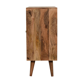 Ivory Display Cabinet White Lacquered Brass Honeycomb Inlay Twin-Door Natural Oak