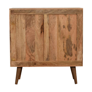 Ivory Display Cabinet White Lacquered Brass Honeycomb Inlay Twin-Door Natural Oak