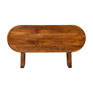 Orbit Media Unit Chestnut Mango Wood Deep Pill-Shaped Open Shelves with U-Shape Sled Base