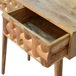 Loxe Console Table with Drawers 3D Cube Carved Oak Mango Wood