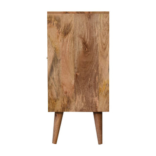 Nexus Display Cabinet Interlocking Hourglass 3D Relief Carved Natural Oak Twin-Door