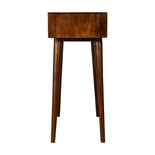 Nori Console Table with Drawers Chestnut Carved Wood