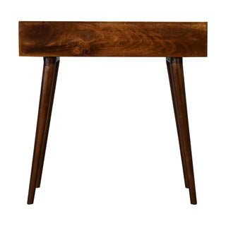 Nori Console Table with Drawers Chestnut Carved Wood