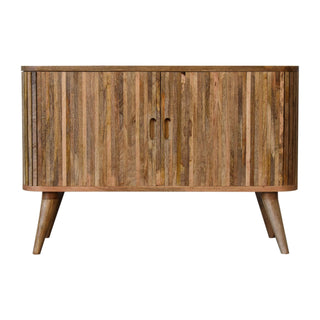 Stratum Small Sideboard with Mixed Grain Stripe Doors and Nordic Tapered Legs