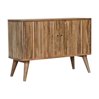 Stratum Small Sideboard with Mixed Grain Stripe Doors and Nordic Tapered Legs