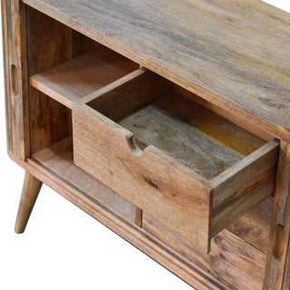 Stratum Small Sideboard with Mixed Grain Stripe Doors and Nordic Tapered Legs