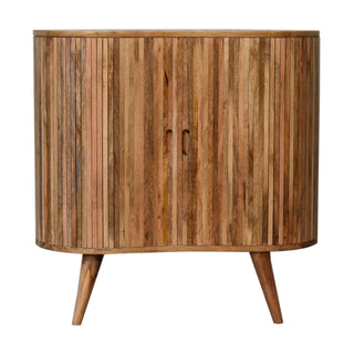 Dune Drinks Cabinet Wide Oval Mixed-Plank Reclaimed Twin-Door Cut-Out Handles